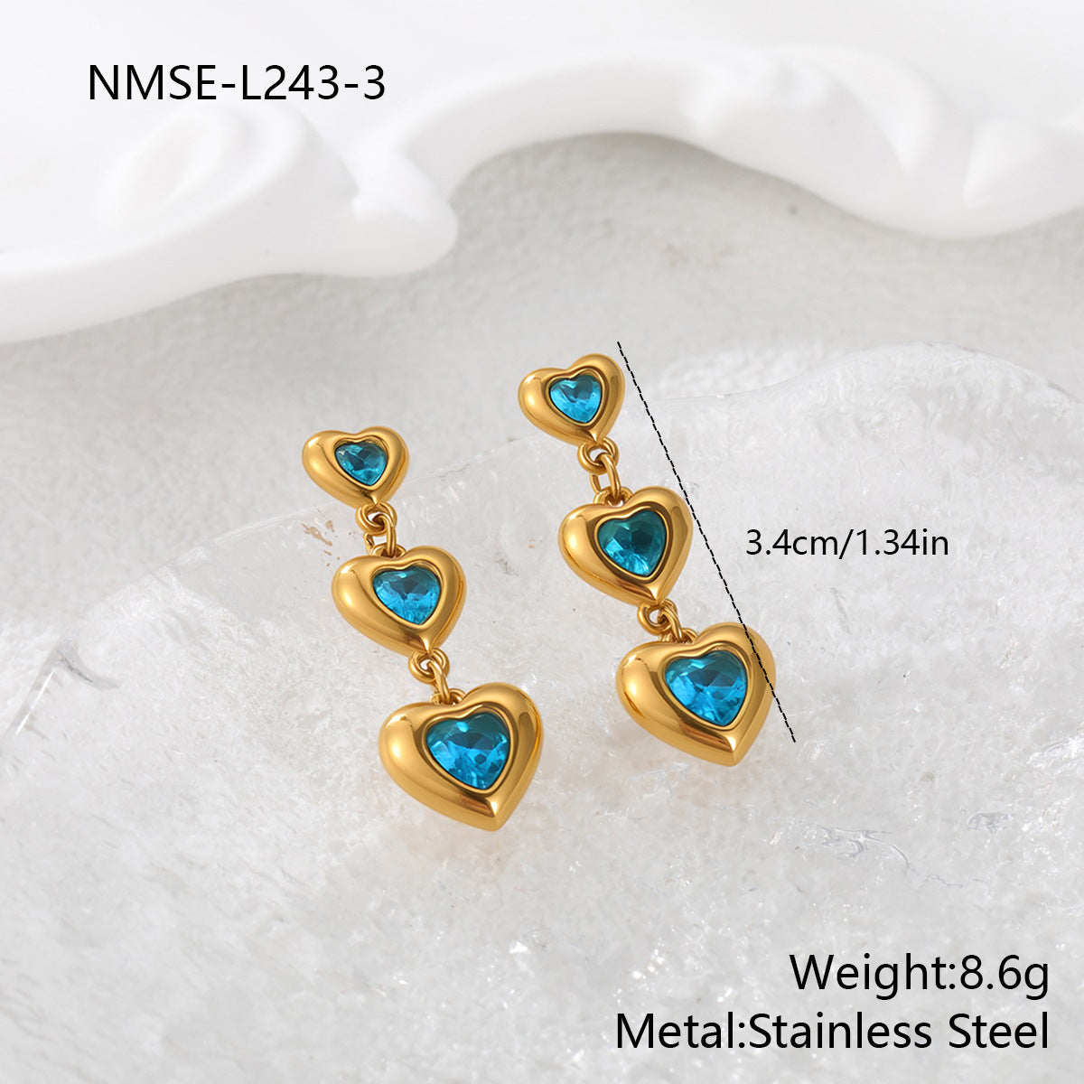 Wholesale  Heart-shaped Zircon Stainless Steel Earrings