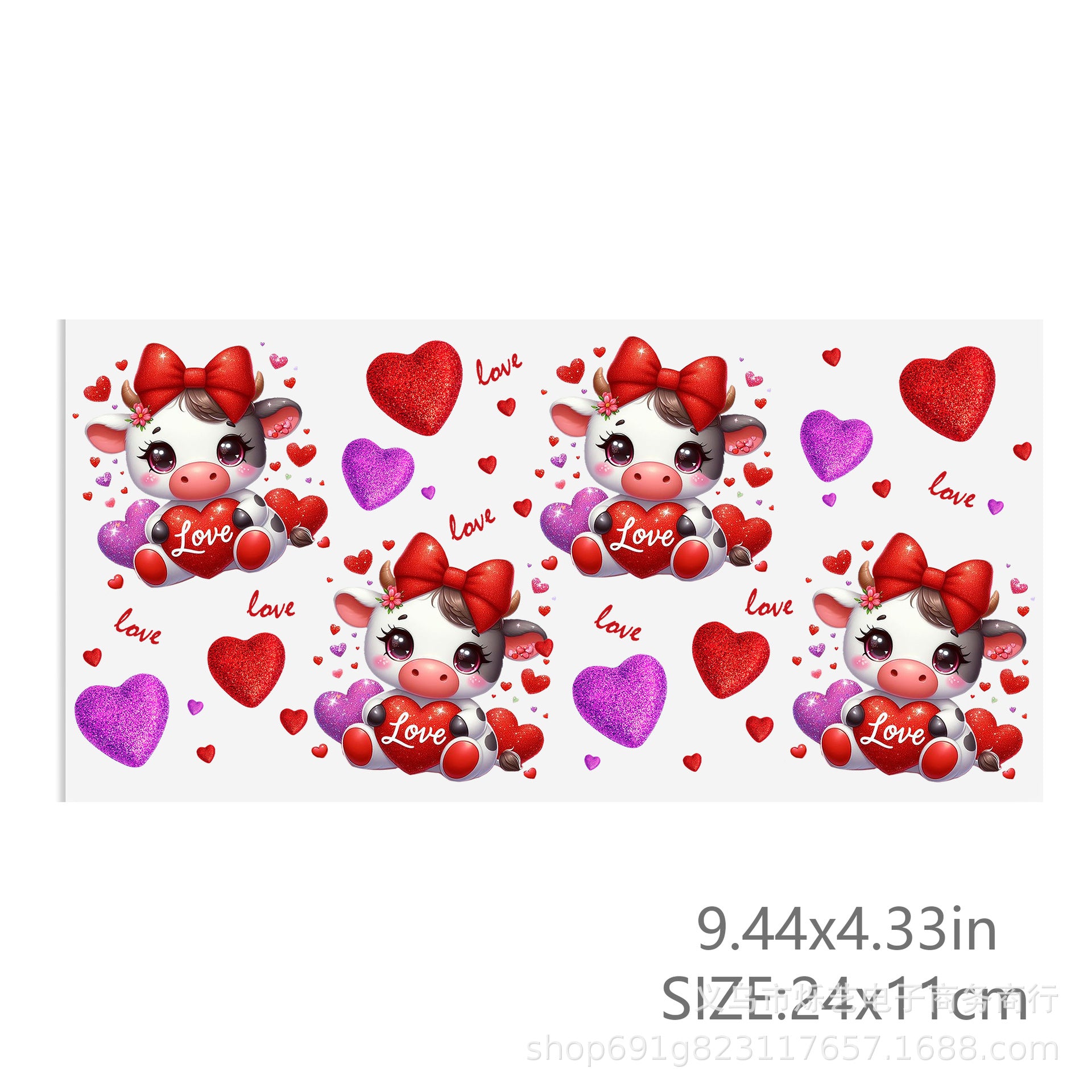 Wholesale Dog Love Valentine' s Day 16oz Cup UV DTF Wraps