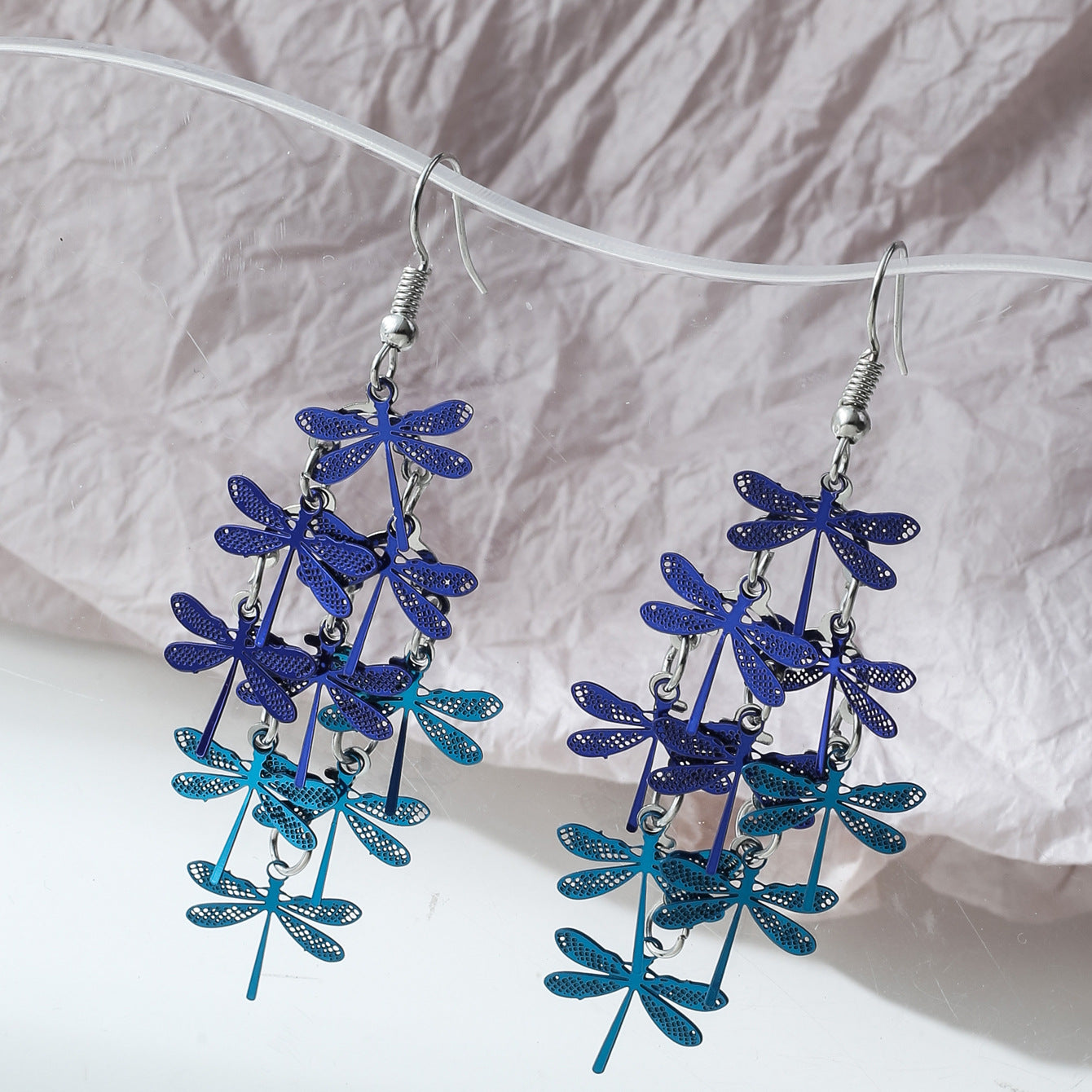 Wholesale Long Hollow Butterfly Iron Earrings