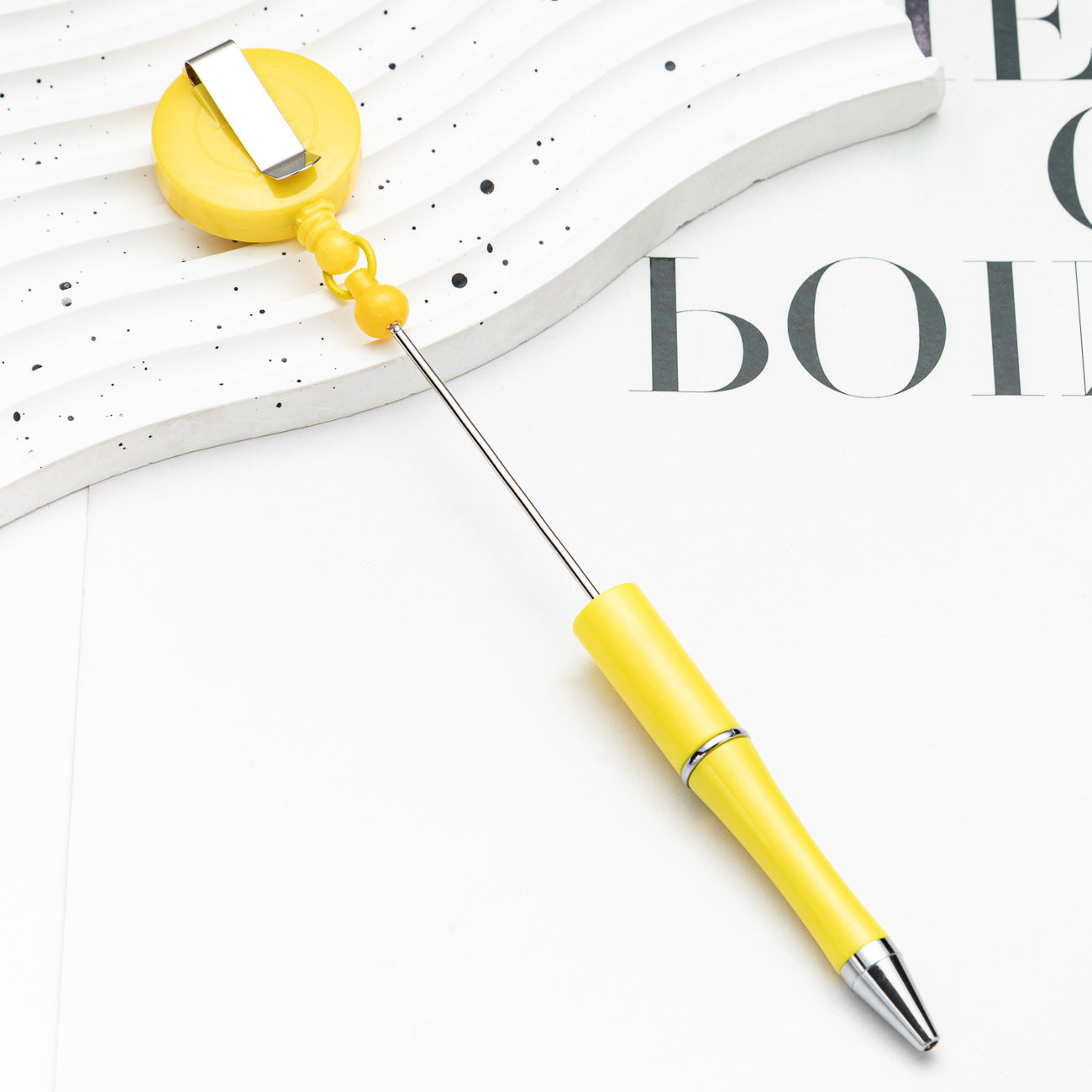 Wholesale 2pcs Beadable Pens Retractable Buckle Plastic Easy Pull Buckle Ballpoint Pen