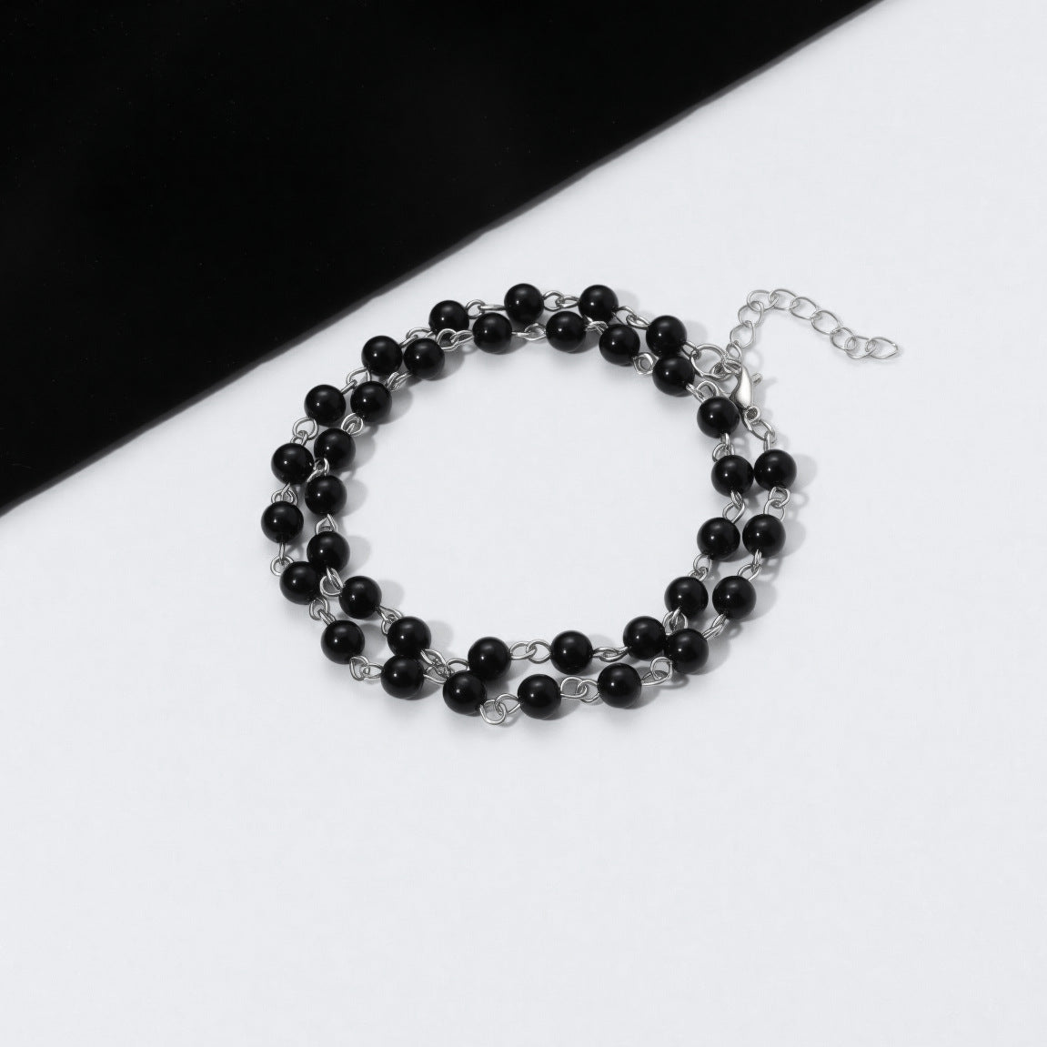 Wholesale Dark punk black bead red cross multi-element necklace
