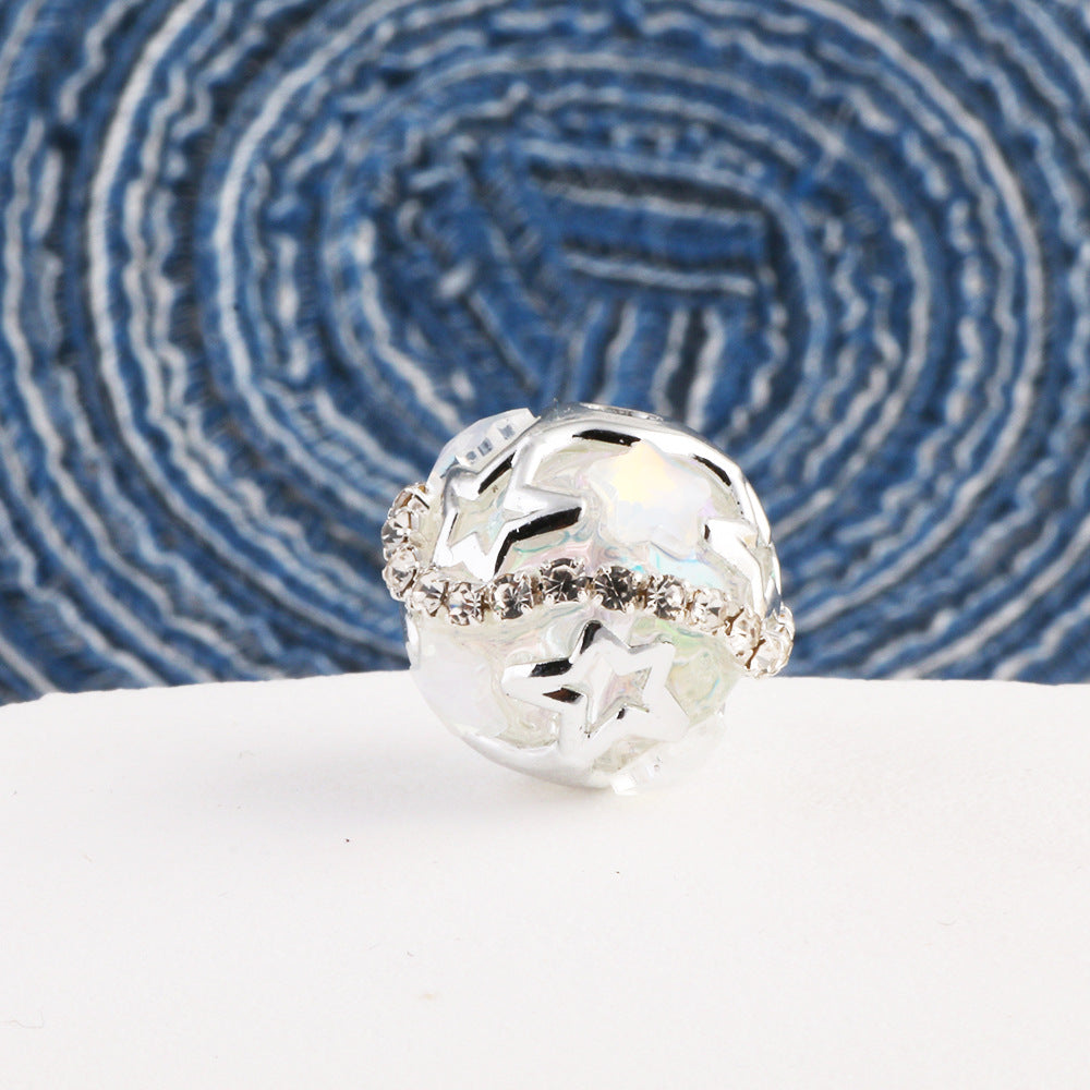 Wholesale 10pcs Starry Sky Round Beads Soft Clay Drill Balls Straight Hole DIY Accessories Beads