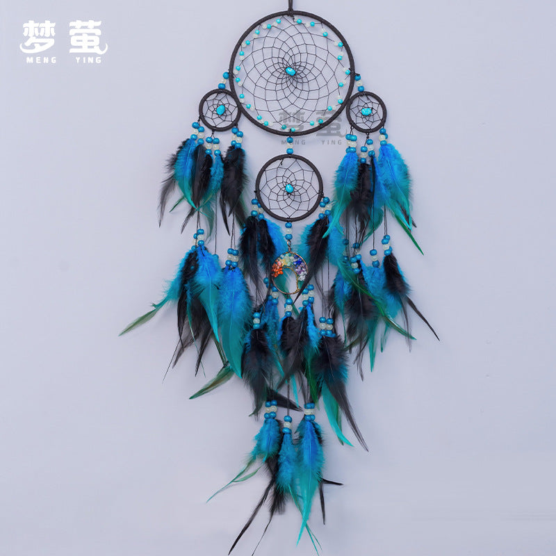 Wholesale Turquoise Tree of Life Colorful Feather Dream Catcher
