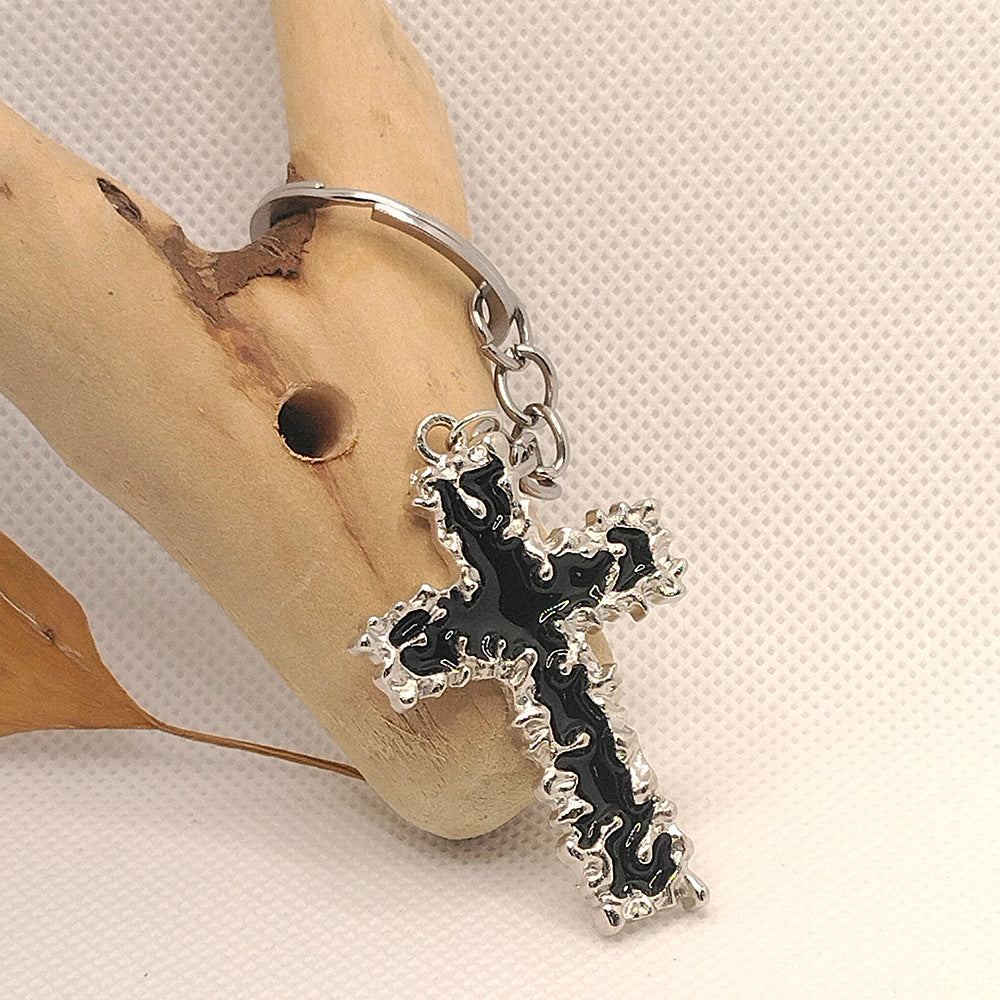 Wholesale Gothic Cross Alloy Oil Dripping Keychain