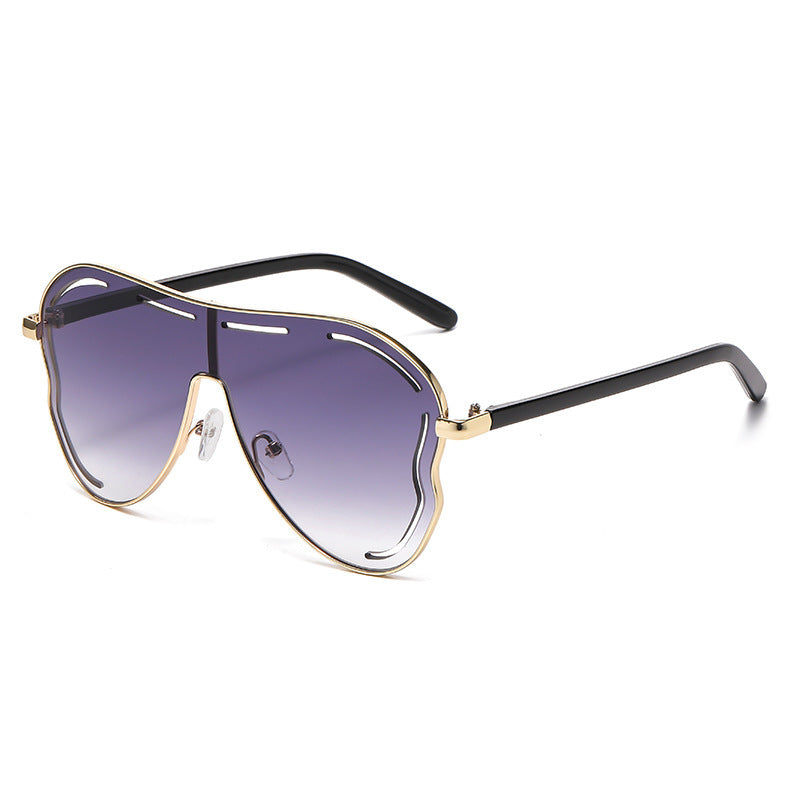 Wholesale big frame sunglasses party sunglasses one-body lenses hollow sunglasses