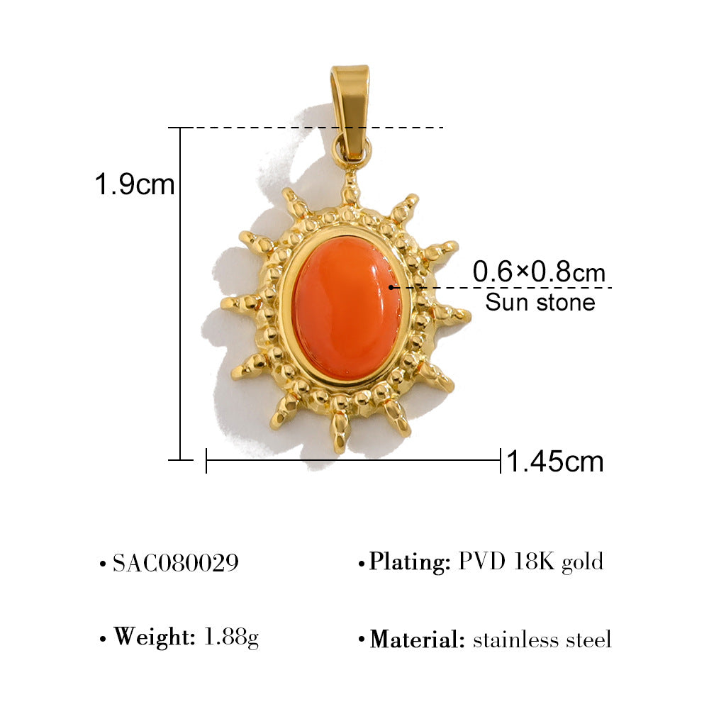 Wholesale colorful natural stone edge DIY titanium steel plated 18K gold accessories