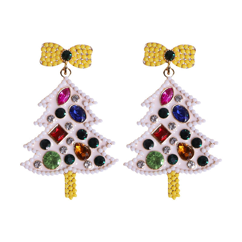 Wholesale Christmas Diamond Inlaid Alloy Earrings