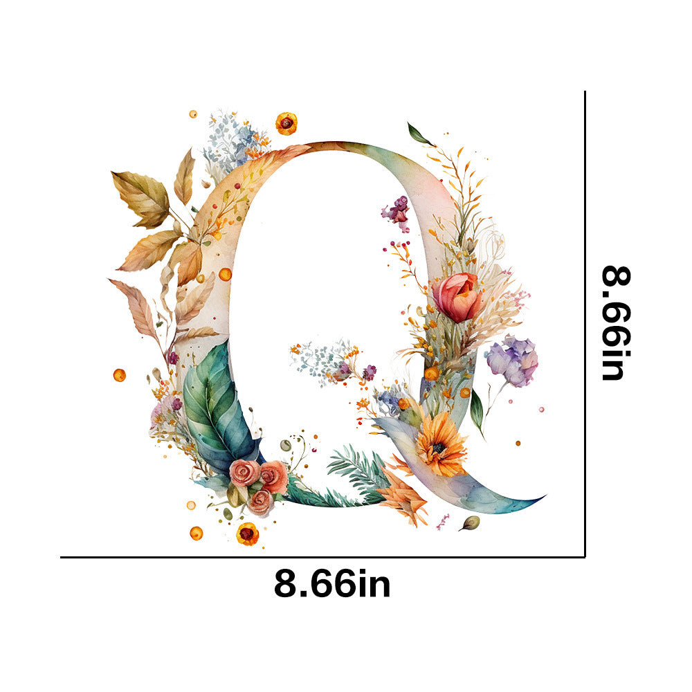 Wholesale 26 letter flower branches and leaves UV DTF Ready to Press Transfers Wraps