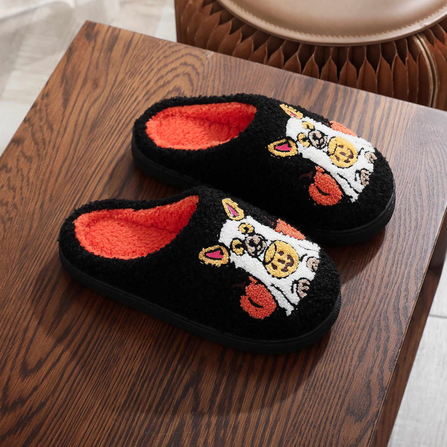 Wholesale Halloween Pumpkin Pet Dog Cotton Slippers Female Cartoon Warm Fur Slippers Male