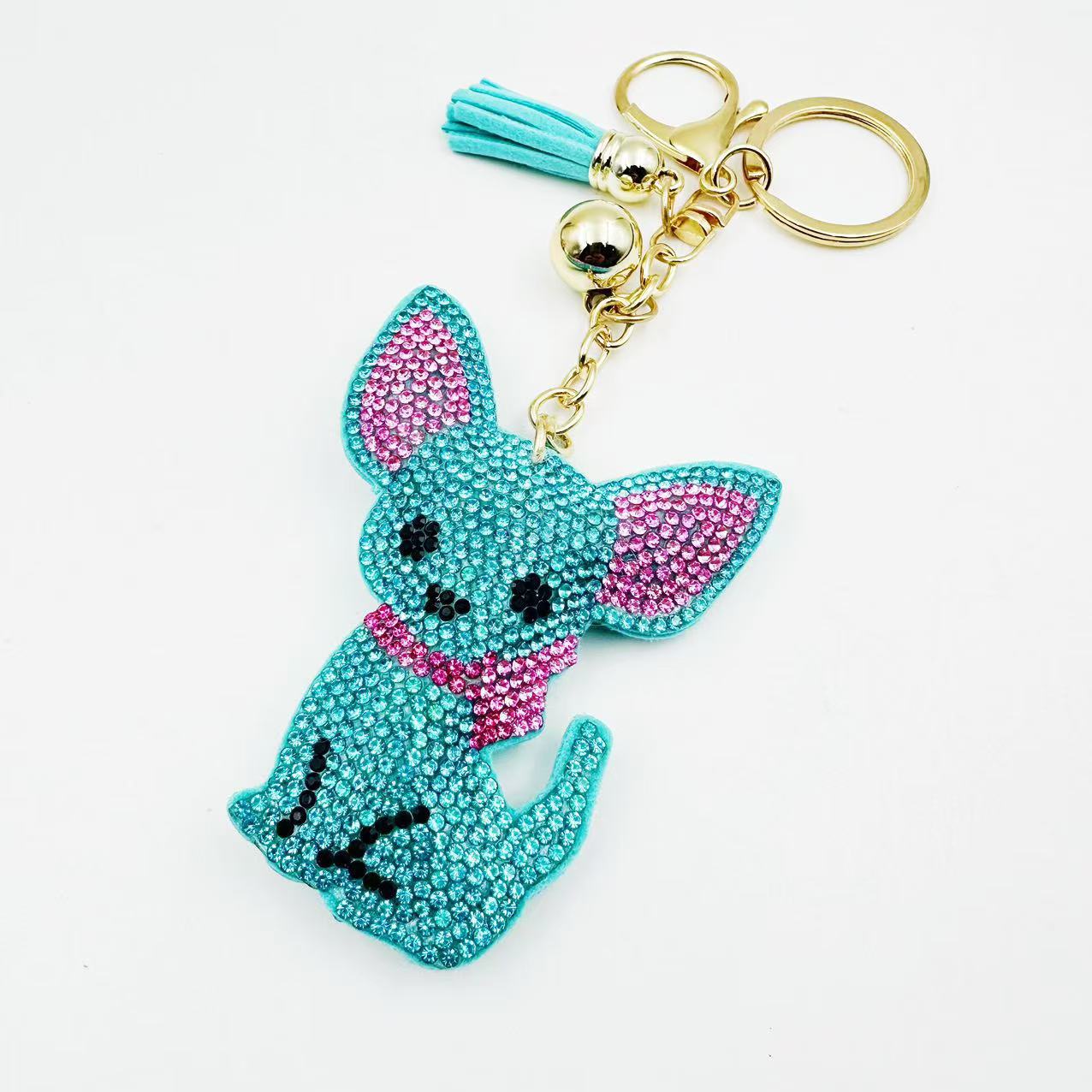 Wholesale  Cartoon Cute Cat Hot Diamond Cat  Tassel  Alloy Keychain