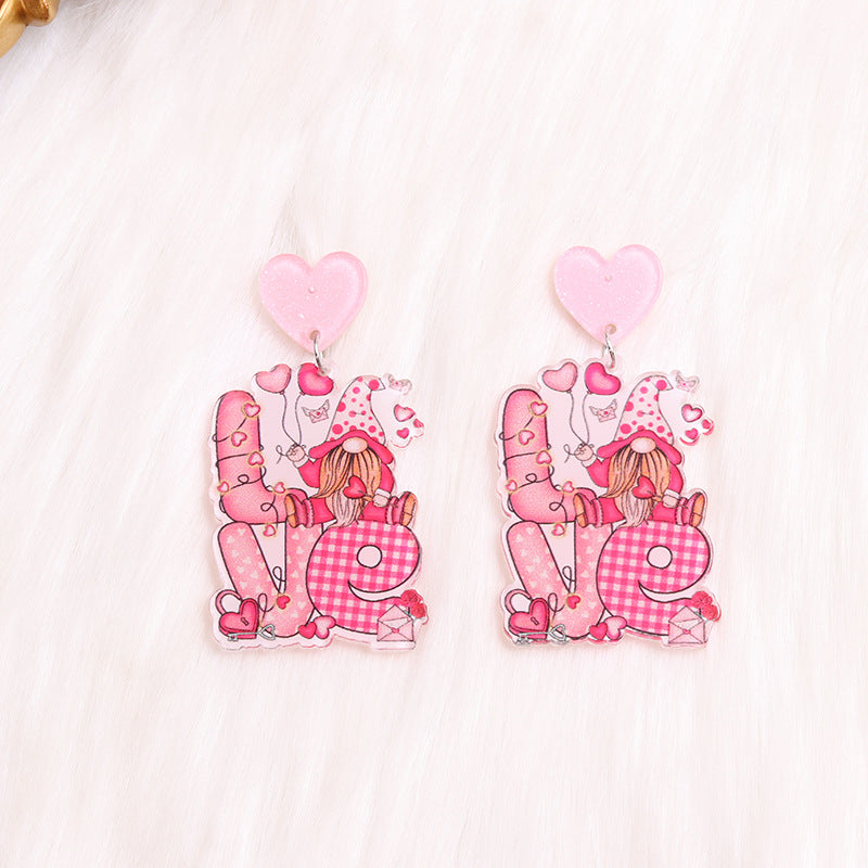 Wholesale Valentine's Day Acrylic Love Cat Dwarf Flamingo Earrings