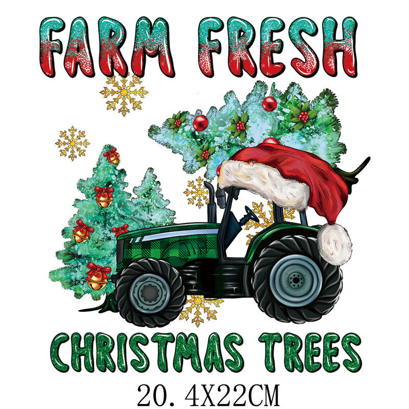 Wholesale Cartoon Christmas tree letter heat transfer   UV DTF Ready to Press Transfers Wraps