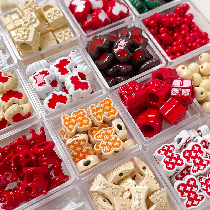 Wholesale 10pcs Dopamine Christmas Series Colorful Love Gift Box Beads