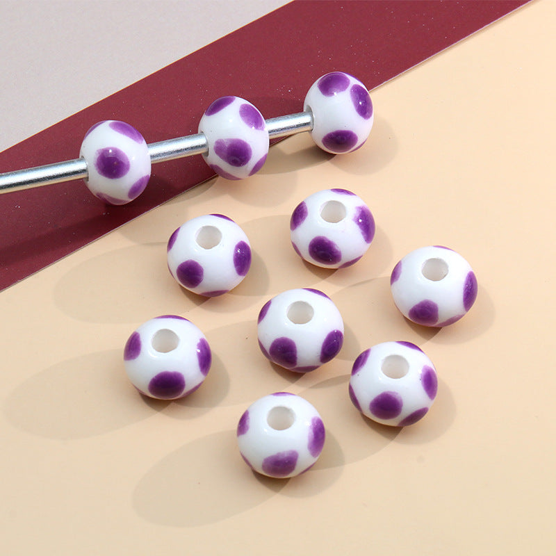Wholesale Colorful Polka Dot Ceramic Handpainted String Beads