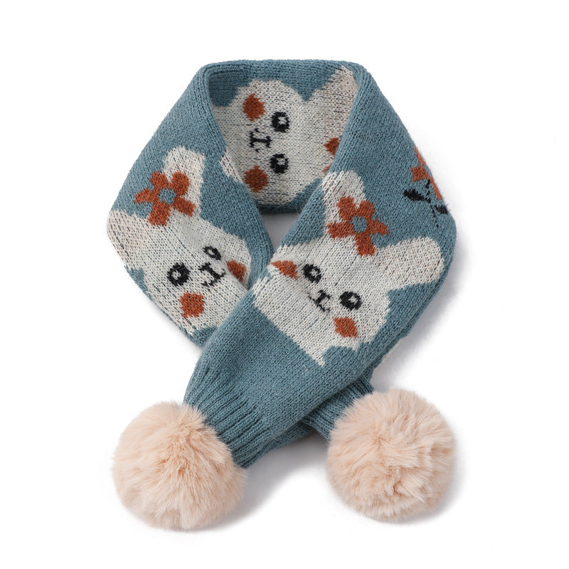 Wholesale Children's Rabbit Hair Ball Knitted Wool Scarves