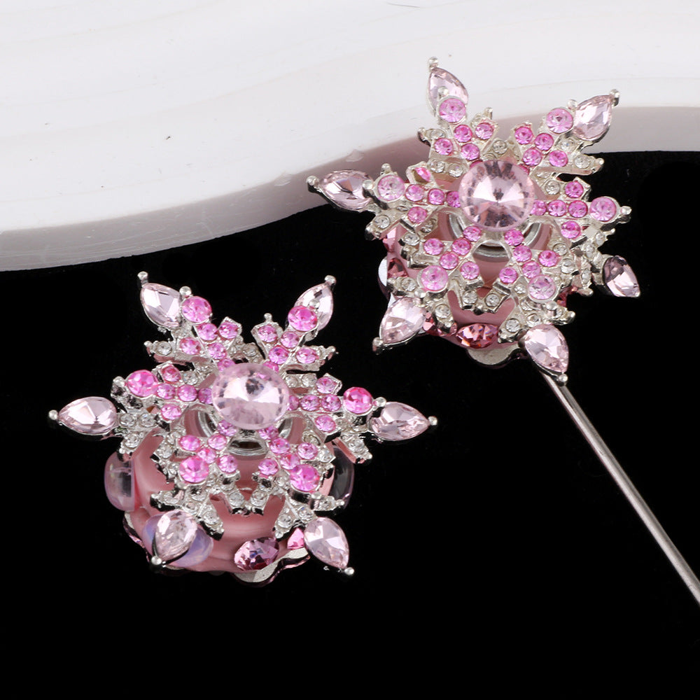 Wholesale 5pcs Diamond inlaid rotating snowflake alloy clay beads