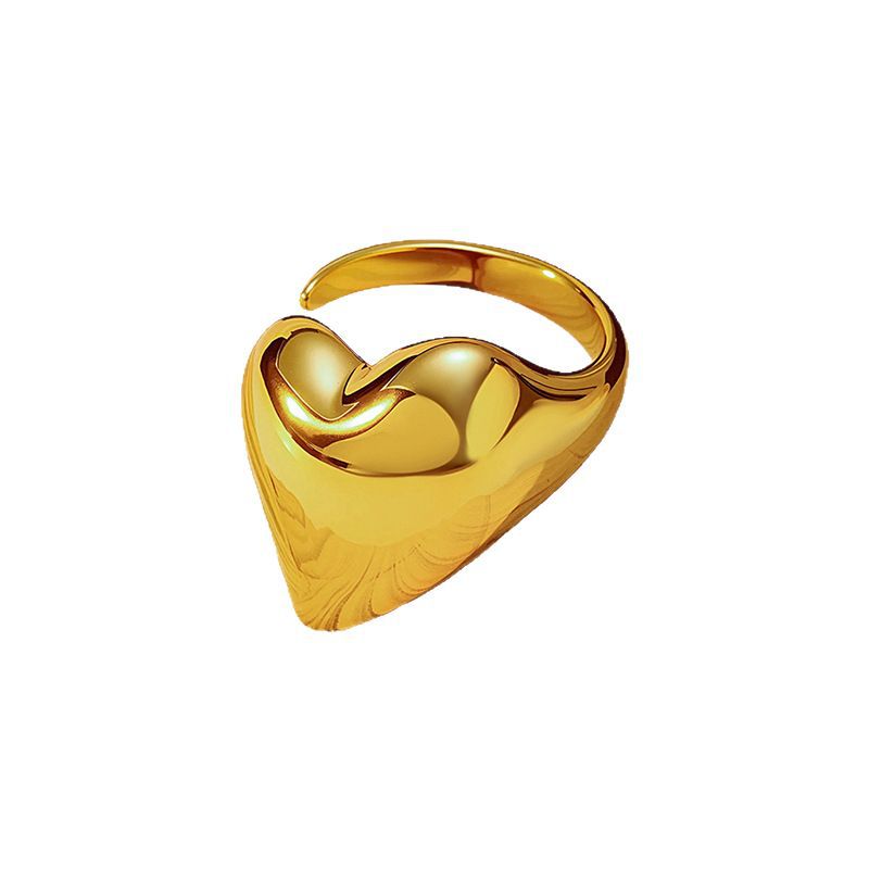 Wholesale Trendy Glossy Open Titanium Steel Ring Stainless Steel 18K Gold Plated Niche Ring