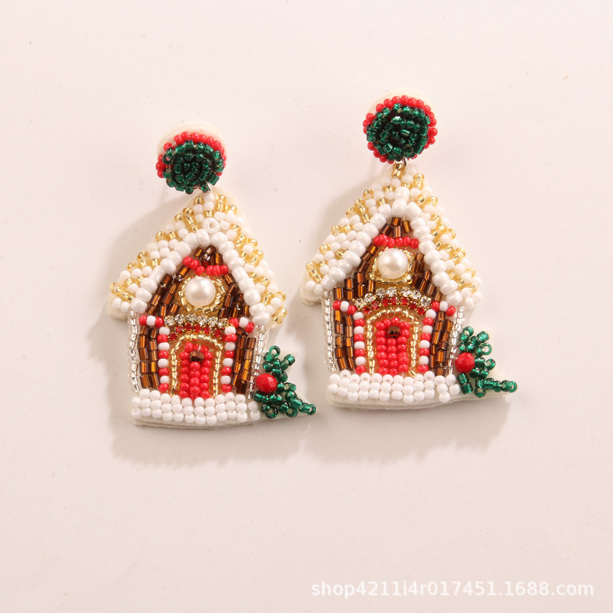 Wholesale Handmade Creative Christmas Rice Bead Earrings and Earrings