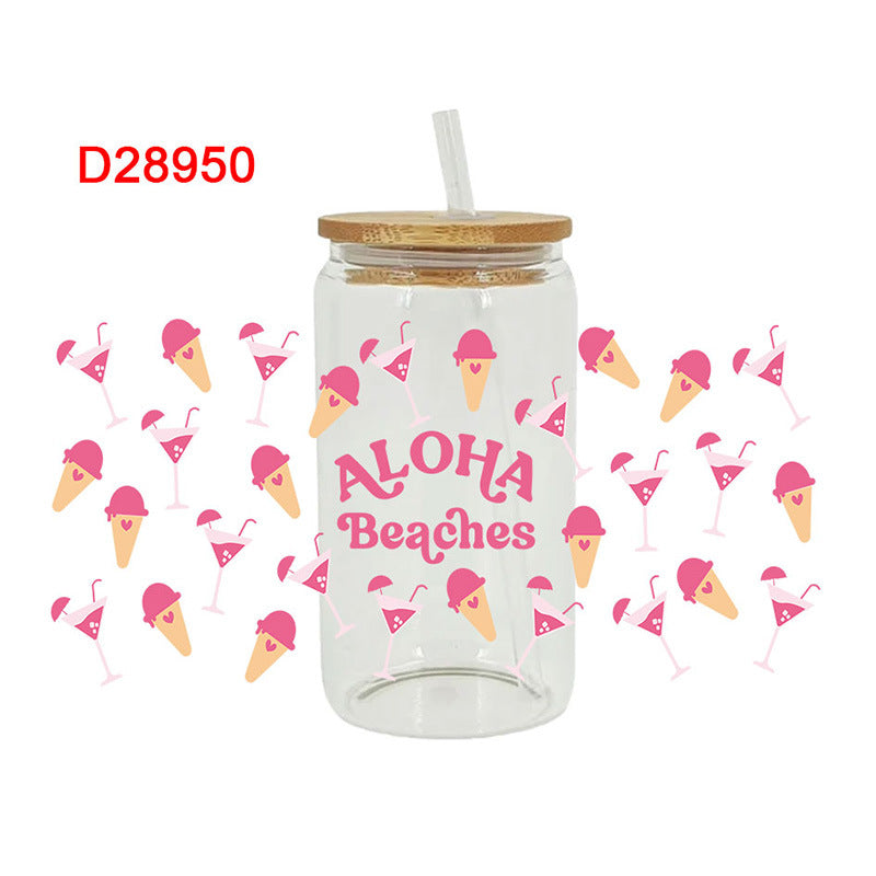 Wholesale Pink dessert ice cream series 16oz Cup UV DTF Wraps