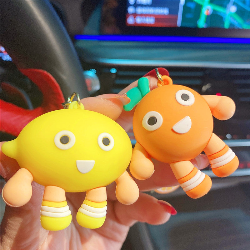 Fruta al por mayor durian mandarina aguacate pvc keychains