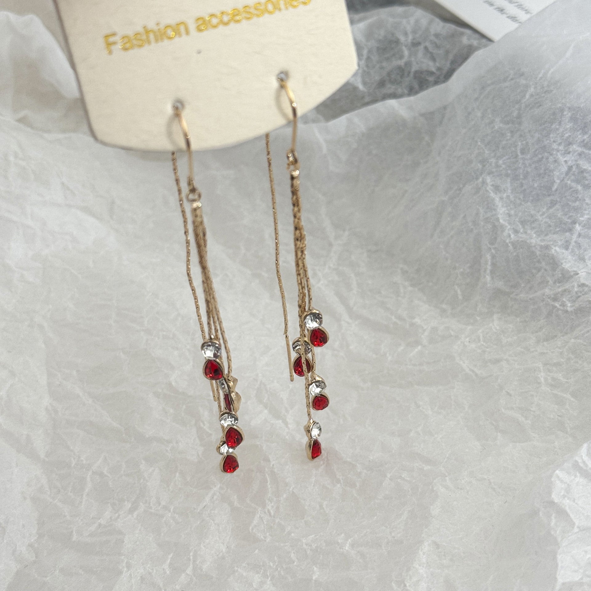 Wholesale New Chinese Style Red Heart Earrings Vintage Elegant Qipao Match Zinc Alloy Fashion Accessory