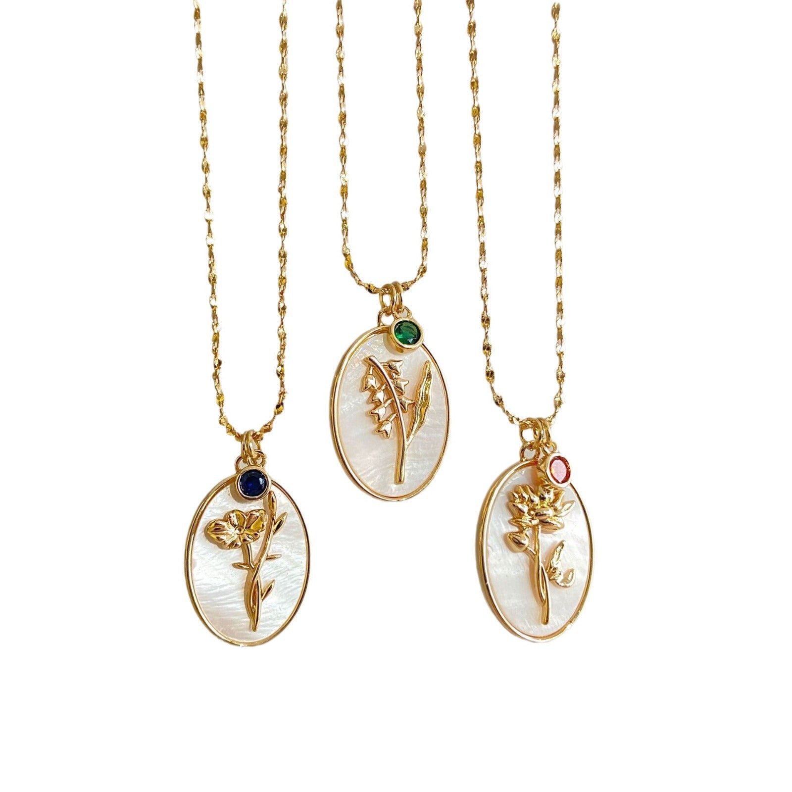 Wholesale December floral oval shell pendant collarbone chain