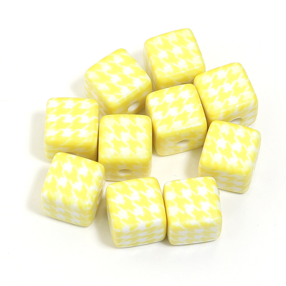 Wholesale 10pcs Printed Square Starry Sky Acrylic Beads