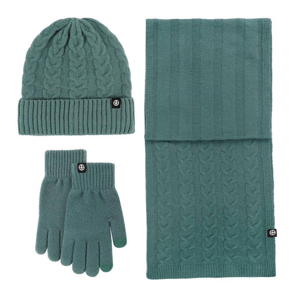 Wholesale Adult Warm Knitted Hat Scarf Gloves Three-piece Set