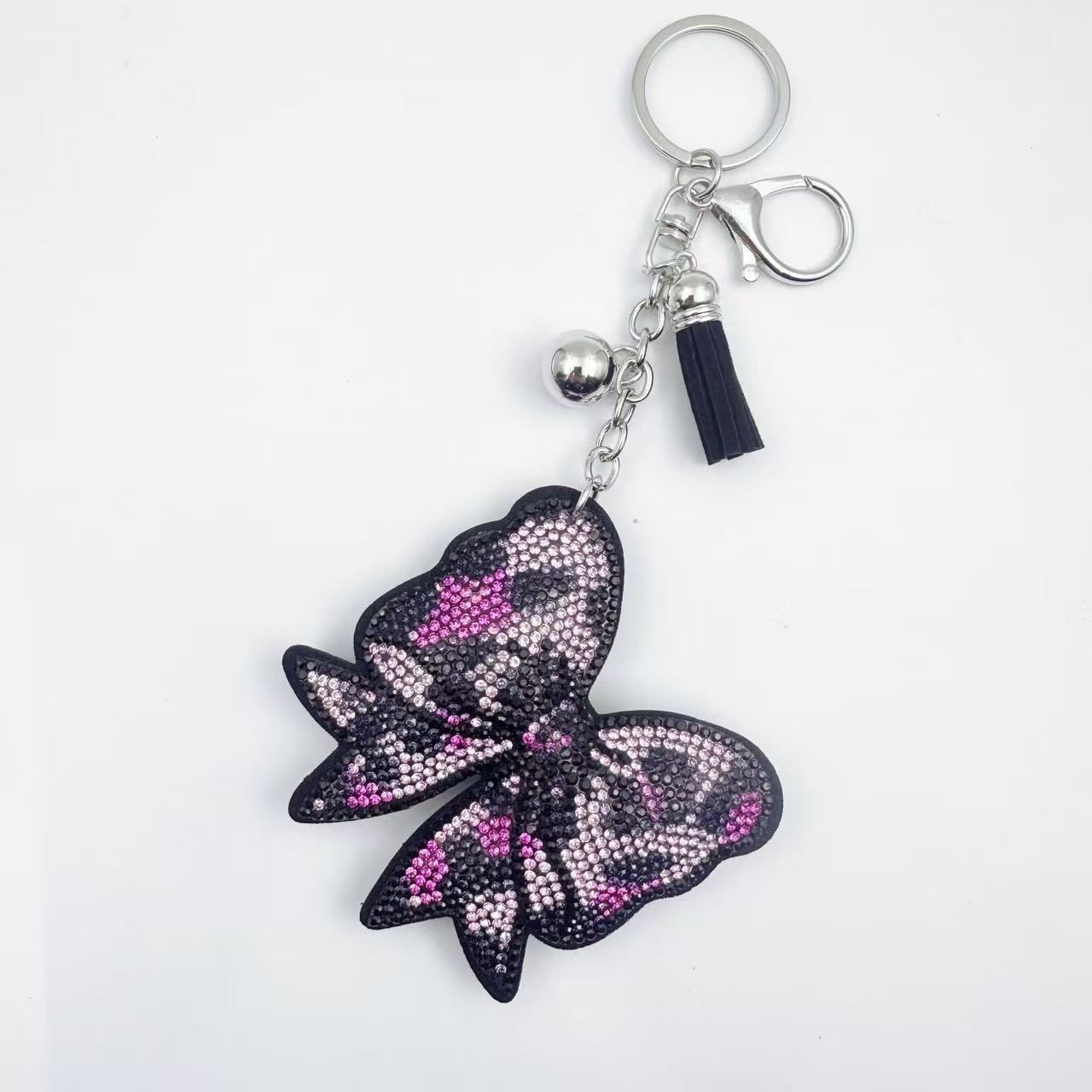 Wholesale 6pcs crystal rhinestone bow keychain