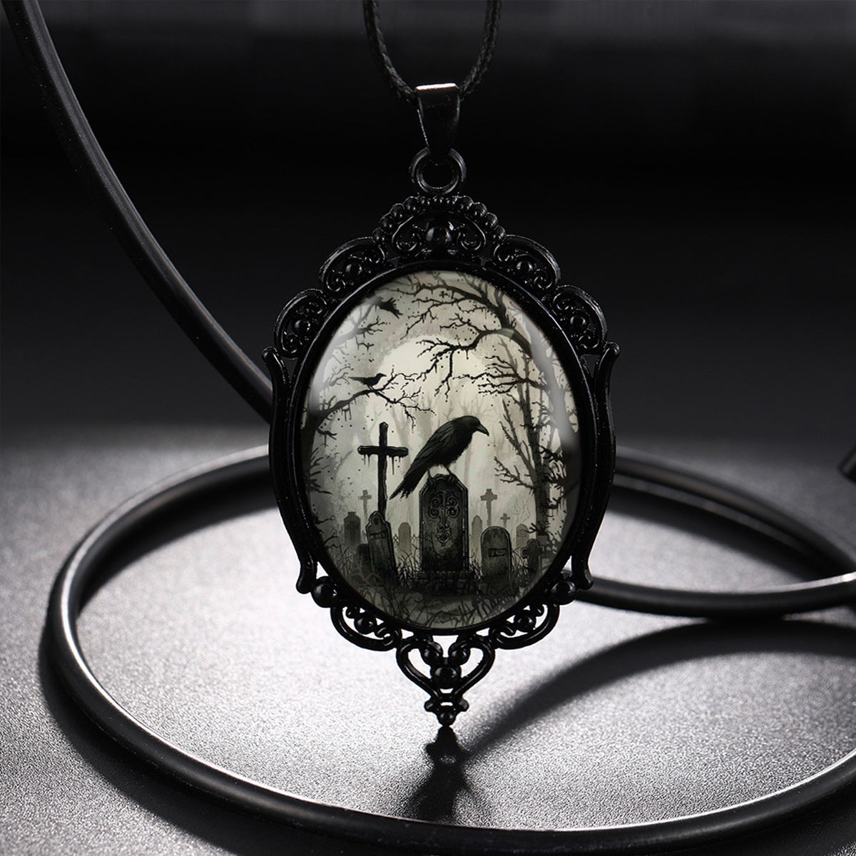 Wholesale Vintage Gothic style bat castle crow cross blood black cat church cemetery vampire vintage necklace