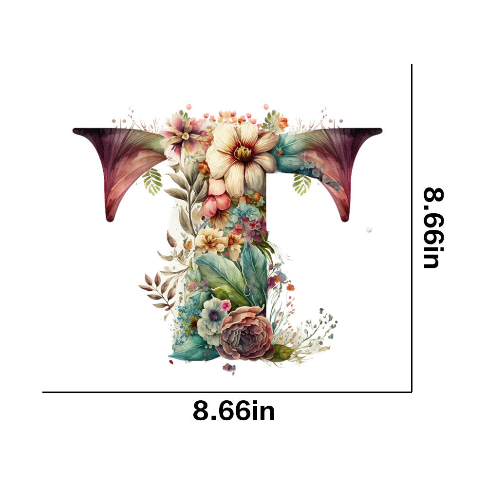 Wholesale 26 letter flower branches and leaves UV DTF Ready to Press Transfers Wraps