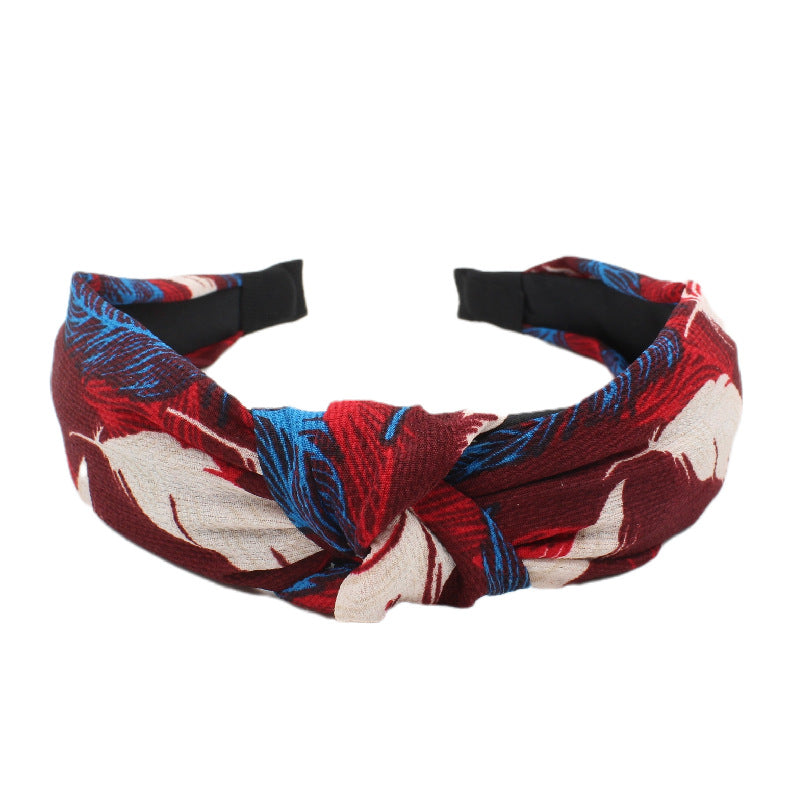 Wholesale Cross Pattern Knot Fabric Wide Edge Headband