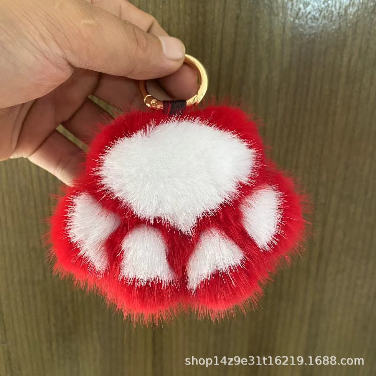 Wholesale 5pcs Paw Plush Pendant Cute Cat Keychain