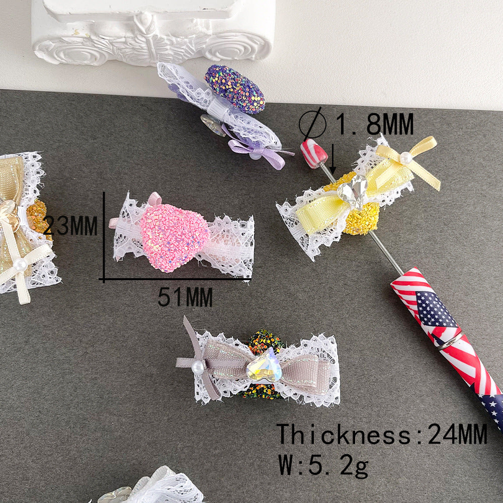 Wholesale 10pcs Lace Bow Heart and Intricate Acrylic Beads