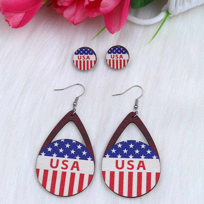 Pendientes de madera de madera del corazón de la hoja del águila del círculo del círculo al por mayor