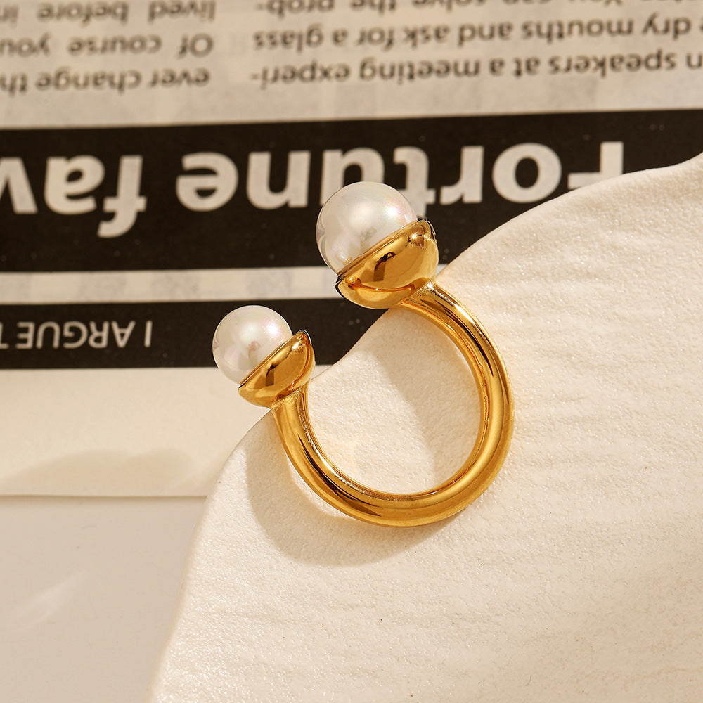 Wholesale Stainless steel pearl ring vintage