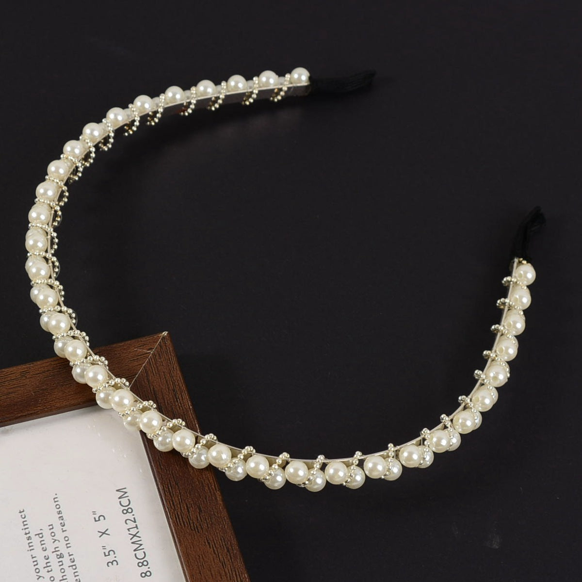 Wholesale Hand-woven imitation pearl headband wrapped headband bridal hair accessories crown bow versatile hairpin female