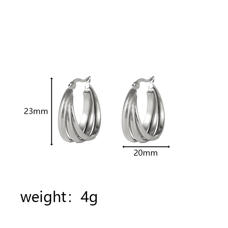 Wholesale C-Shaped Hollow Hook Exaggerated Stainless Steel Earrings