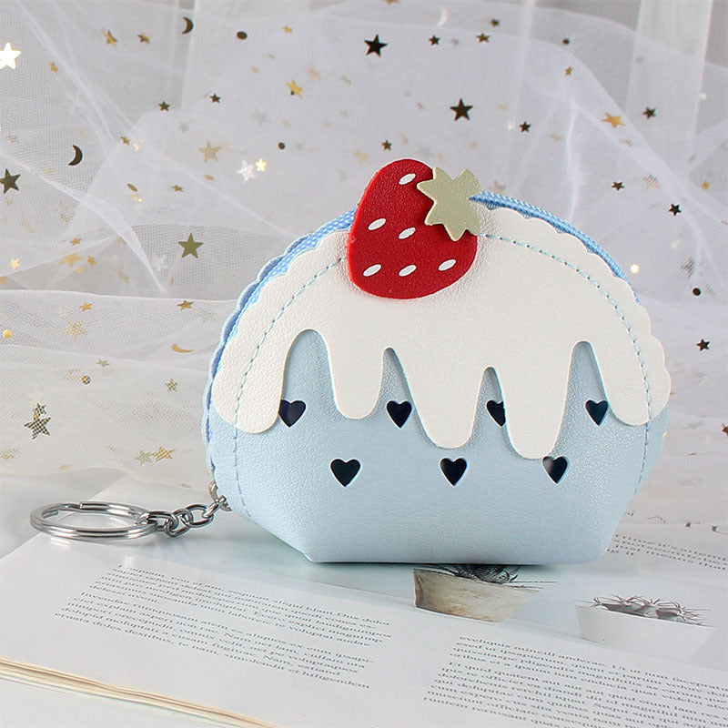 Wholesale PU Strawberry Ice Cream Cute Mini Coin Purse Keychain