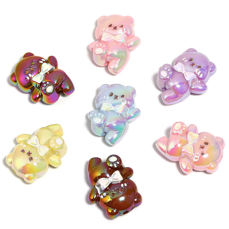 Wholesale Cute Cartoon Cream Bouncing Bear Acrylic Bear DIY Vertical Hole Beads