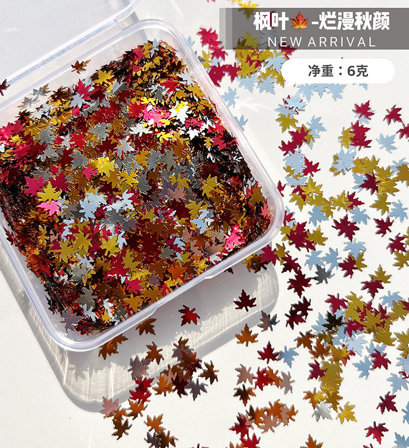 Wholesale Diy Handmade Glue Maple Leaf Sequins Hemp Material Special-shaped Decorative Glitter Powder Production Materials