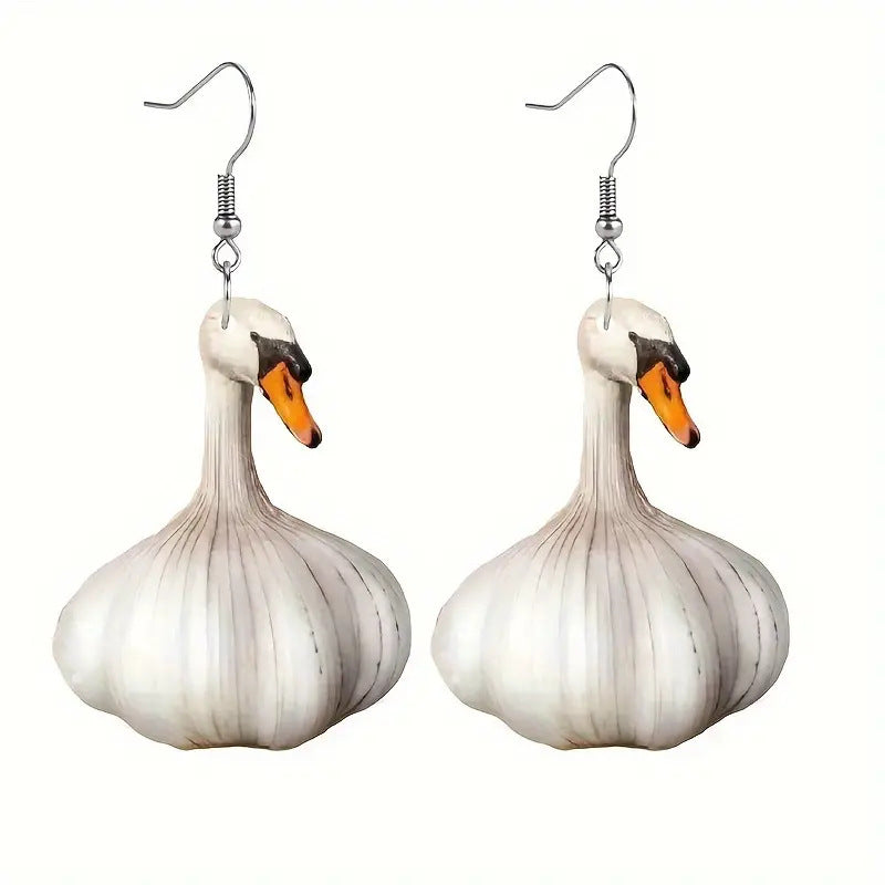 Wholesale Funny Creative Garlic Duck Ring Festival Animal Earrings
