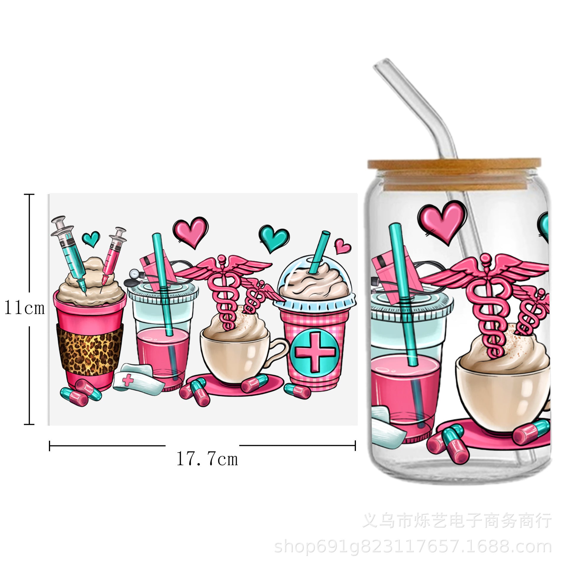 Wholesale Medical Nurse Doctor Health Series UV DTF Transfer Crystal Label Cup Sticker