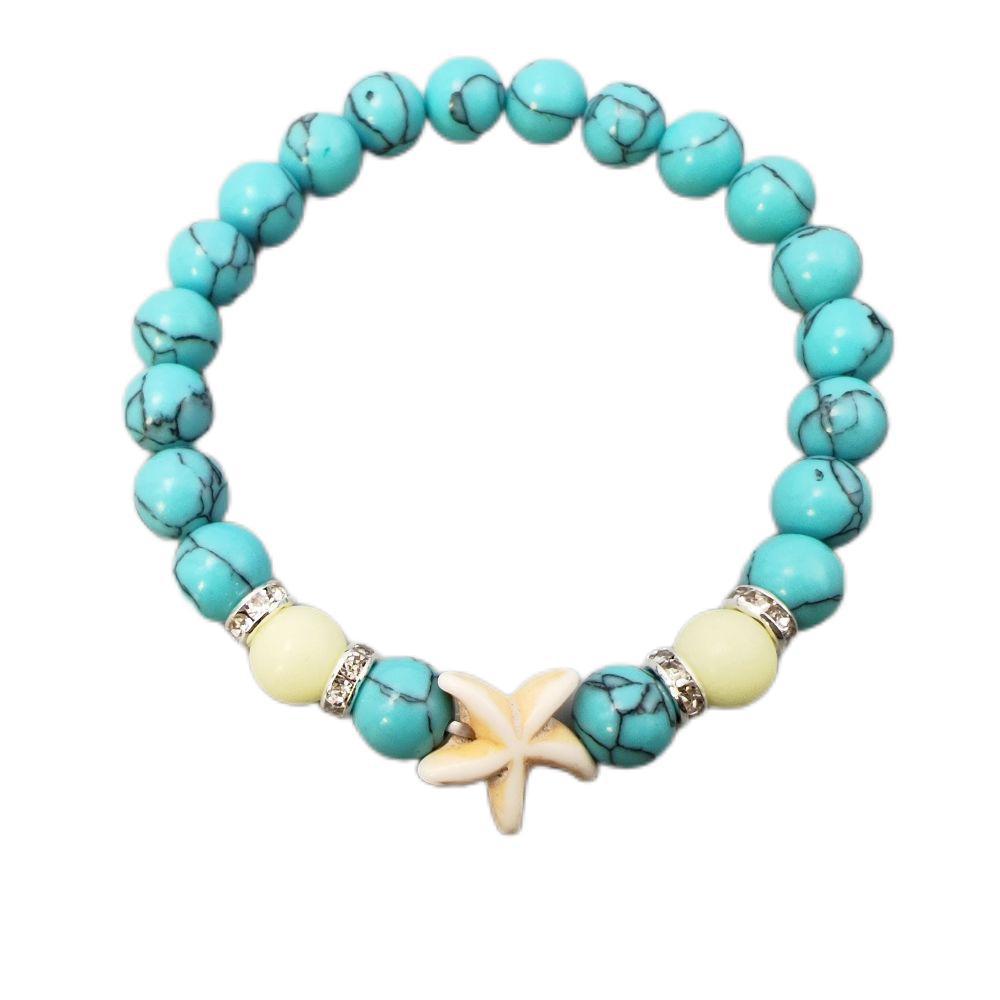 Wholesale Glow Starfish Boho Turquoise Luminous Bracelet