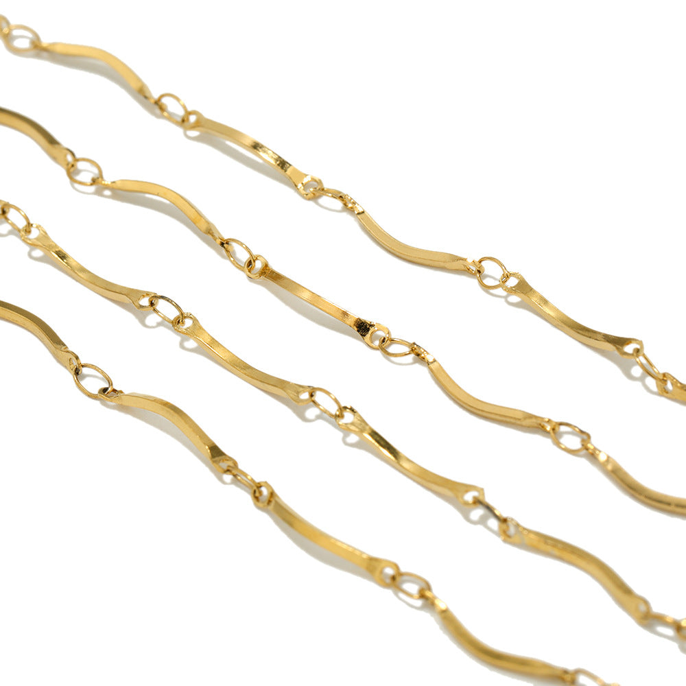 Wholesale 2PCS Vacuum Plated 18K Gold Stainless Steel Elbow Chain