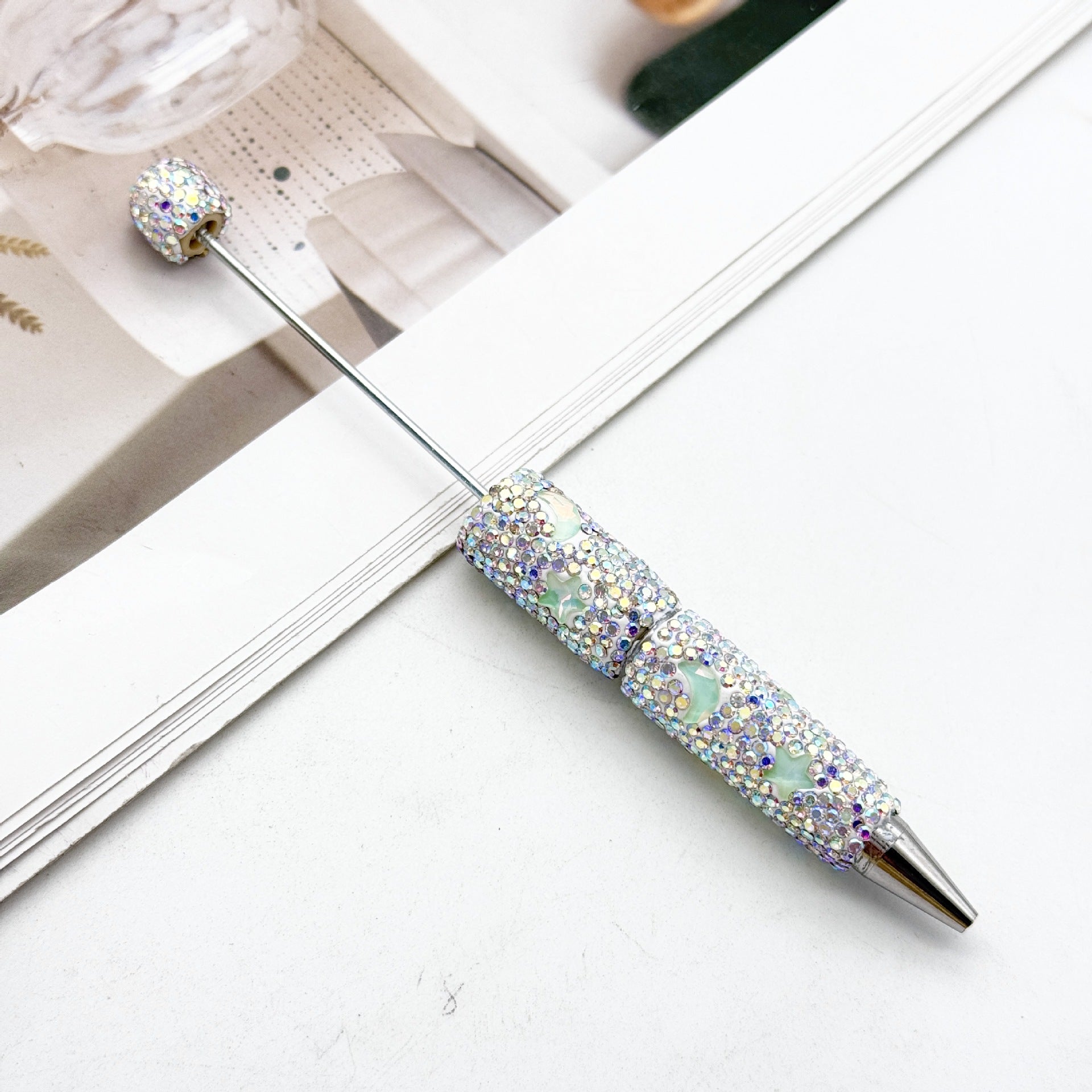 Wholesale DIY star moon mocha full diamond bead pen