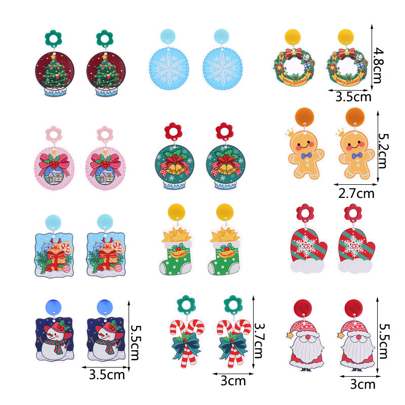 Wholesale Christmas Double-sided Glitter Acrylic Earrings
