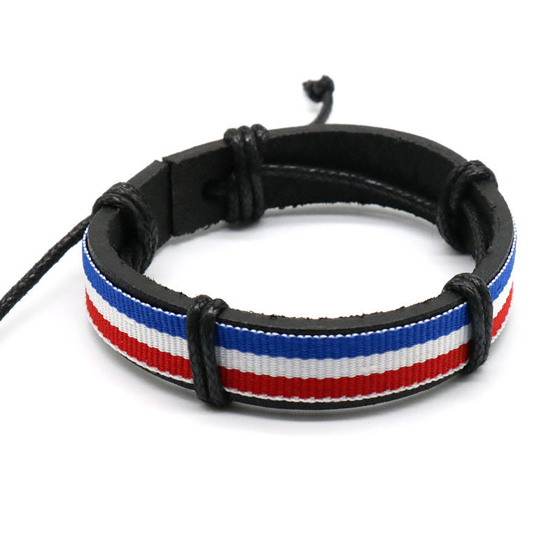 Brazalete tejido de cuero rojo rojo blanco al por mayor Rainbow