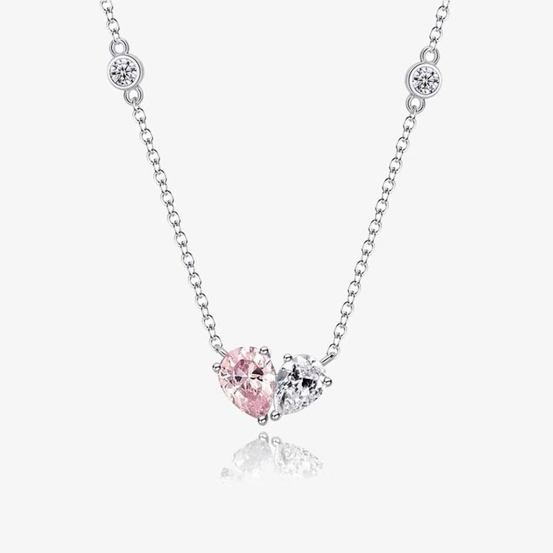 Wholesale Valentine' s Day pink diamond heart zircon necklace