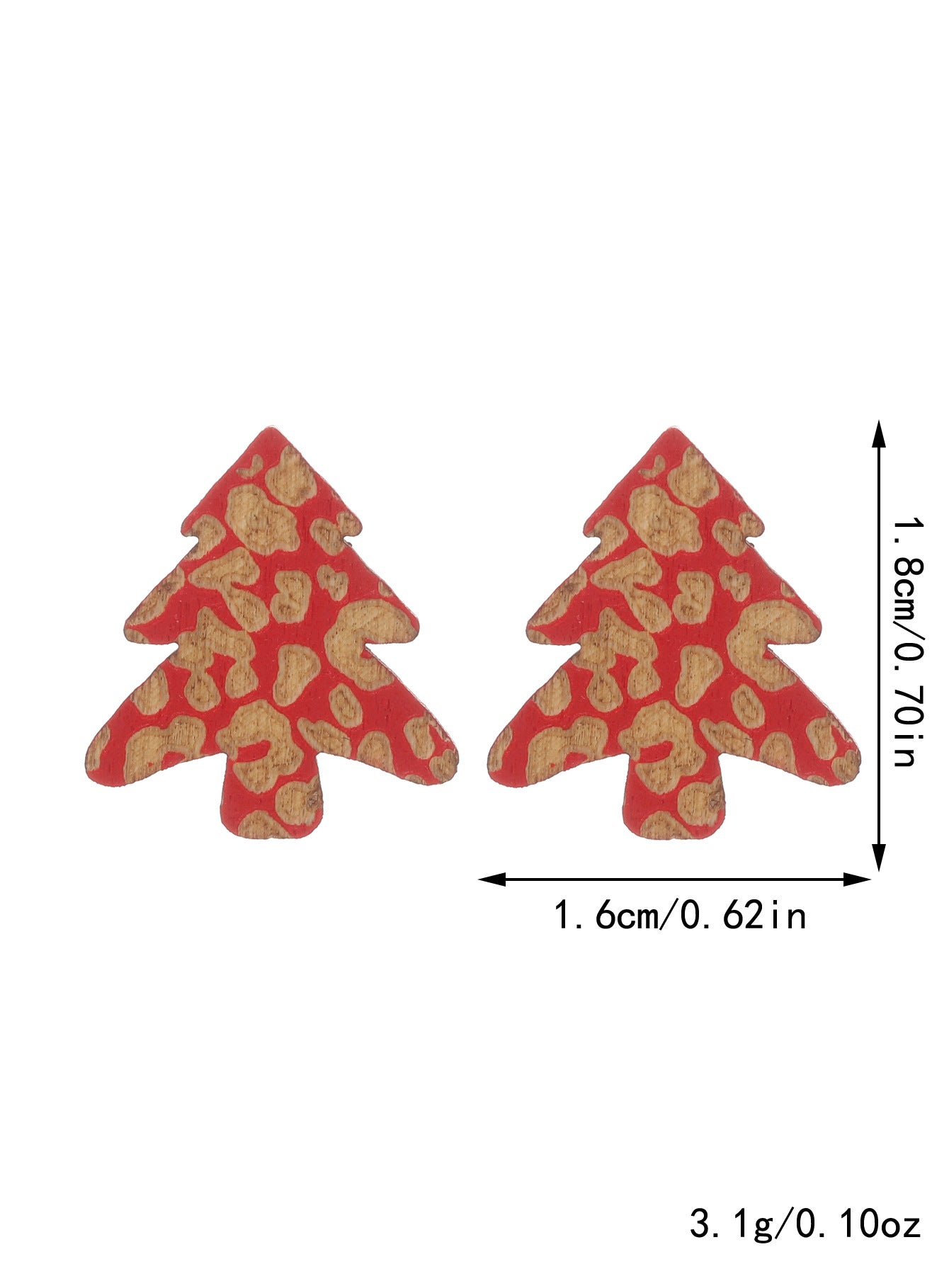 Wholesale Christmas Carved Leopard Pattern Christmas Tree Wooden Earrings